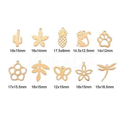100Pcs 10 Style 304 Stainless Steel Pendants STAS-LS0001-32G-1