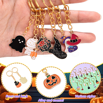 16Pcs Alloy Enamel Keychains KEYC-YW00217-1