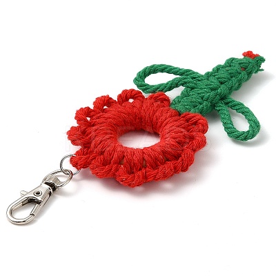Flowers Woven Cotton Thread Pendant Decorations HJEW-JM02452-1
