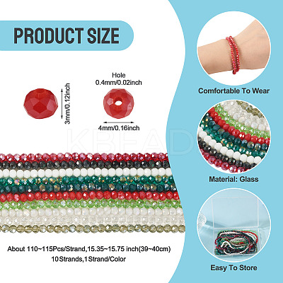 10Strands 10 Colors Electroplate Transparent Glass Beads Strands EGLA-TA0013-32-1