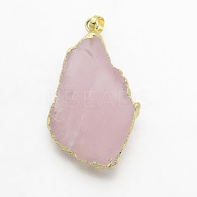 Natural Madagascar Rose Quartz Electroplate Big Pendants G-F168-06-1
