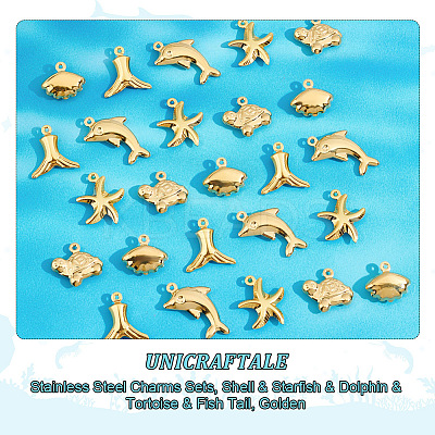 40Pcs 5 Style 304 Stainless Steel Charms Sets STAS-UN0045-81-1