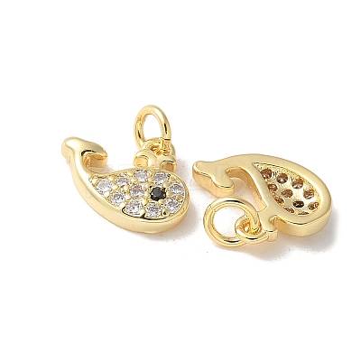 Brass Micro Pave Clear Cubic Zirconia Pendants KK-Q031-09G-1