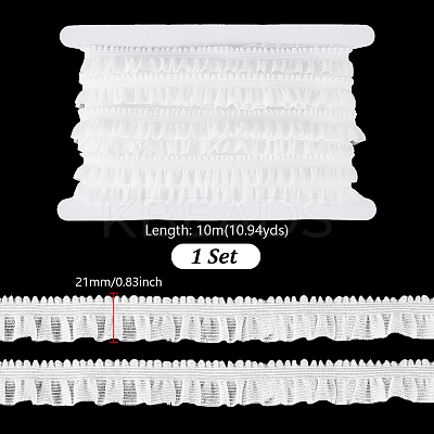 10M 10% Spandex 90% Polyamide Layered Pleated Lace Ribbon OCOR-GA0002-42C-1