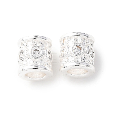 Brass Micro Pave Clear Cubic Zirconia European Beads KK-C157-28S-1