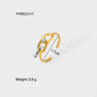 Fashionable Stainless Steel Clear Cubic Zirconia Hollow Rectangle Cuff Rings for Women LS-XE1808-1