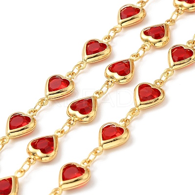 Heart Handmade Brass Glass Link Chains CHC-M024-04G-02-1