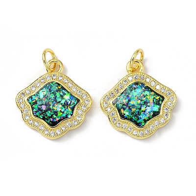 Brass Micro Pave Cubic Zirconia Pendants KK-A197-15G-1