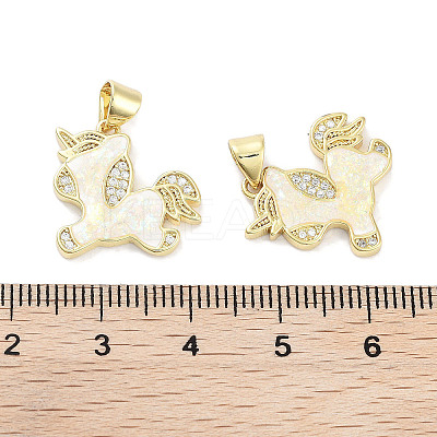 Brass Micro Pave Clear Cubic Zirconia Pendants KK-L213-031G-1
