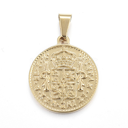 304 Stainless Steel Coin Pendants LS-STAS-F183-01G-A-1