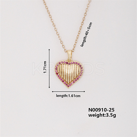 Vintage Heart-shaped Brass Micro Pave Old Rose Cubic Zirconia Pendant Necklaces FH1361-1-1