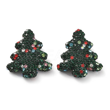 Christmas Tree Polymer Clay Rhinestone Beads CLAY-NH0001-14H-1