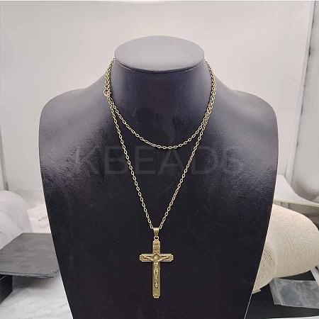 Alloy Cross Pendant Necklaces with Cable Chains WM6513-1