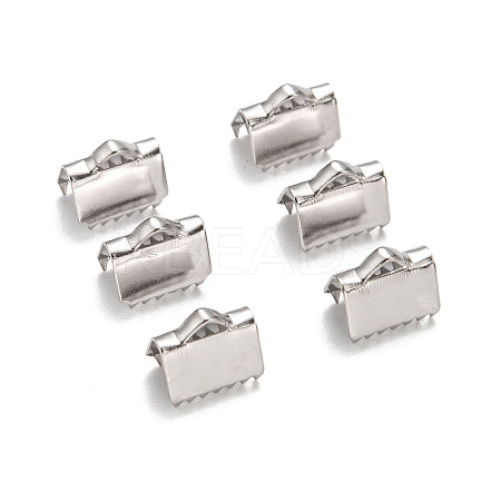 Tarnish Resistant Stainless Steel Ribbon Crimp Ends LS-STAS-Q187-04-1