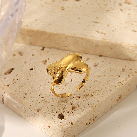 Ocean Themes 304 Stainless Steel Open Cuff Rings for Women RJEW-K293-02D-G-1