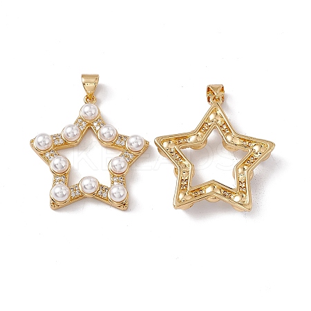 Brass Micro Pave Cubic Zirconia Pendants KK-B061-03G-1