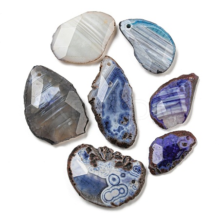 Dyed Natural Druzy Agate Pendants G-G123-06-1