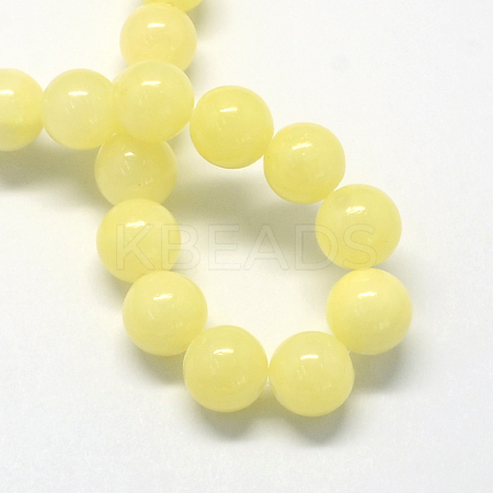 Natural Dyed Yellow Jade Gemstone Bead Strands G-R271-6mm-Y06-1
