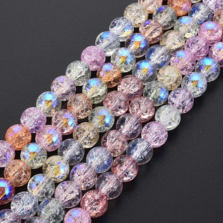 Electroplate Crackle Glass Bead Strands GLAA-S192-C-008B-1