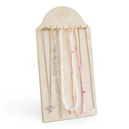 Desktop MDF Covered with Velveteen Cloth Necklace Organizer Display Stands with Iron Hooks ODIS-WH0078-98-1