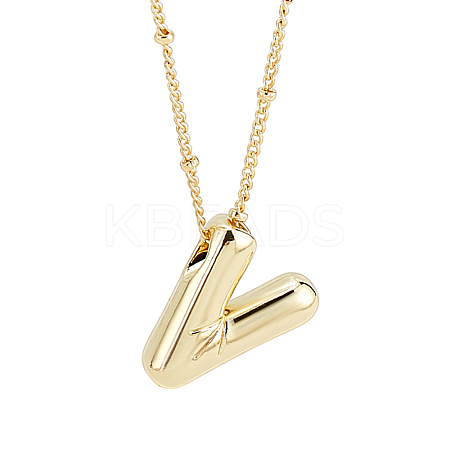 1pc Brass Chain with Alloy Letter Pendants Necklaces NJEW-LP0001-41V-G-1