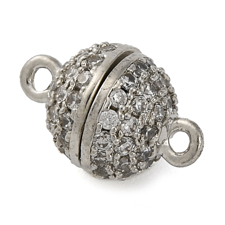 Brass Micro Pave Clear Cubic Zirconia Magnetic Clasps KK-A230-02D-P-1