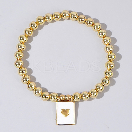 Personality Brass Round Bead Beaded Stretch Bracelets ST0339-2-1