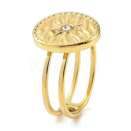 Ion Plating(IP) 304 Stainless Steel Open Cuff Ring for Women RJEW-F166-07G-01-1