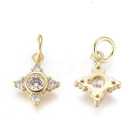 Brass Micro Pave Cubic Zirconia Charms KK-D159-13G-1