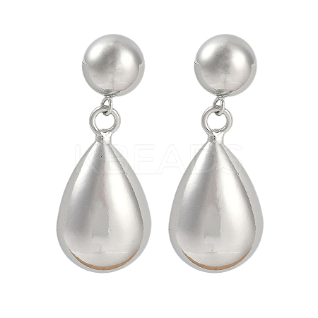 Smooth Teardrop Brass Dangle Earrings for Women EJEW-D280-02P-01-1