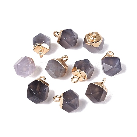 Natural Grey Agate Pendants G-N359-18G-04-1