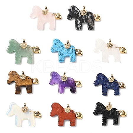 Natural & Synthetic Mixed Stone Carved Pendants G-C274-02-1