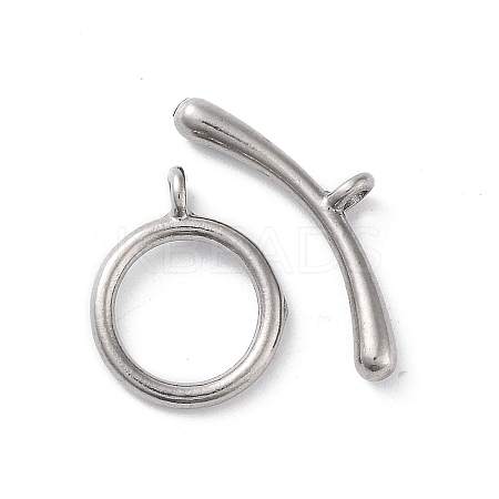 Non-Tarnish 304 Stainless Steel Ring Toggle Clasps STAS-A092-09F-P-1