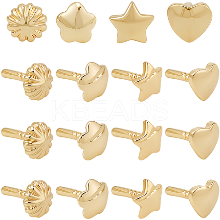 60Pcs 4 Styles Brass Peg Bails Pin Charms KK-BBC0022-87-1