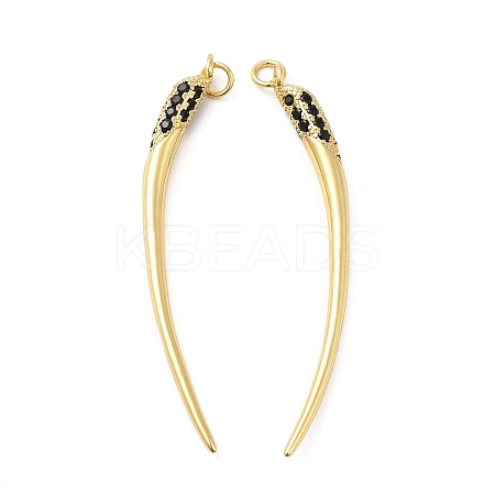 Rack Plating Brass with Cubic Zirconia Pendants KK-Q784-18G-1