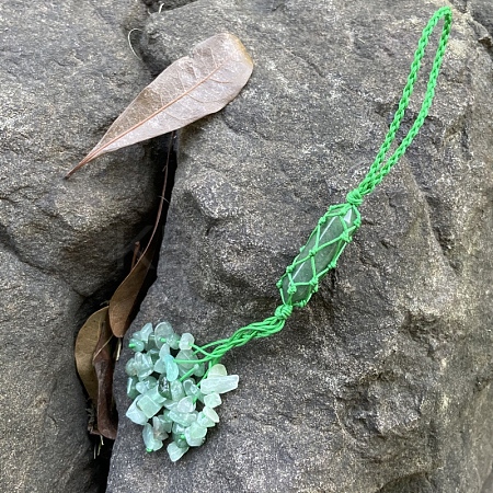 Green Aventurine Chip Pendant Decorations DJEW-PW0009-037E-1