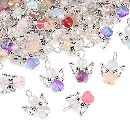 Gradient Color Baking Paint Transparent Glass Pendants PALLOY-JF03274-1