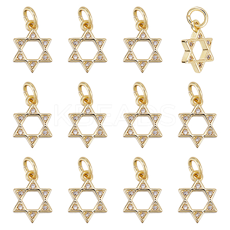 12Pcs Rack Plating Brass Micro Pave Cubic Zirconia Charms KK-HS0015-04-1