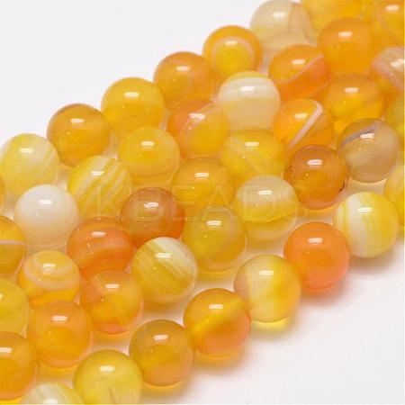 Natural Striped Agate/Banded Agate Bead Strands G-K155-A-8mm-06-1