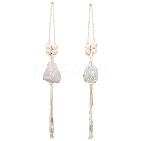 2Pcs 2 Styles Natural Gemstone Pendant Decoratinon HJEW-CA0001-13-1