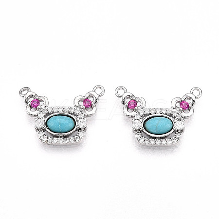 Synthetic Turquoise Rectangle with Flower Pendants KK-N258-15P-1