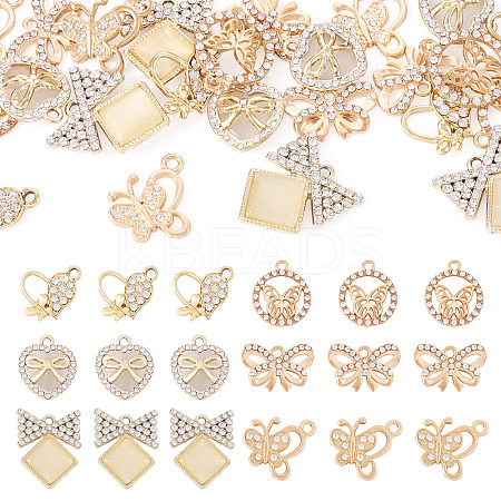 24Pcs 6 Styles Alloy Crystal Rhinestone Pendants FIND-TA0006-20LG-1