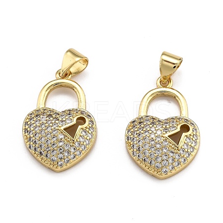 Brass Micro Pave Clear Cubic Zirconia Pendants ZIRC-J025-65G-1