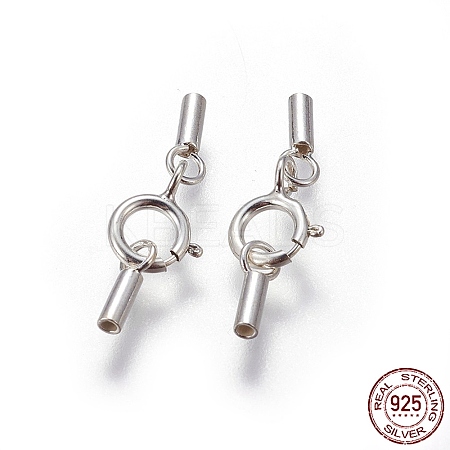 925 Sterling Silver Spring Ring Clasps X-STER-G019-A-08S-1