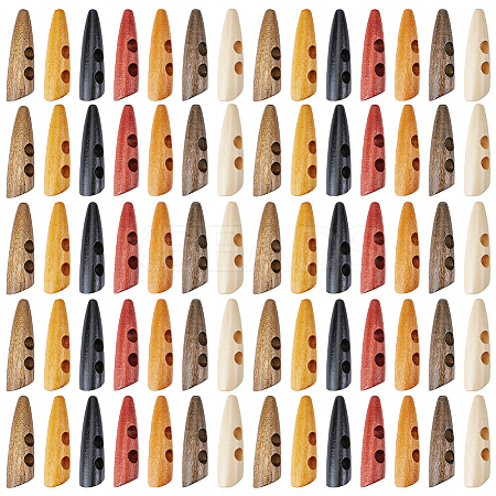 70Pcs 7 Colors 2-Hole Wood Buttons BUTT-GF0004-20-1