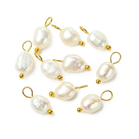 10Pcs Natural Cultured Freshwater Pearl Two Sides Polished Charms PALLOY-YW00075-05-1