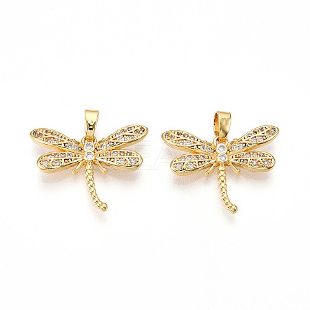 Brass Micro Pave Cubic Zirconia Pendants KK-N257-29G-1