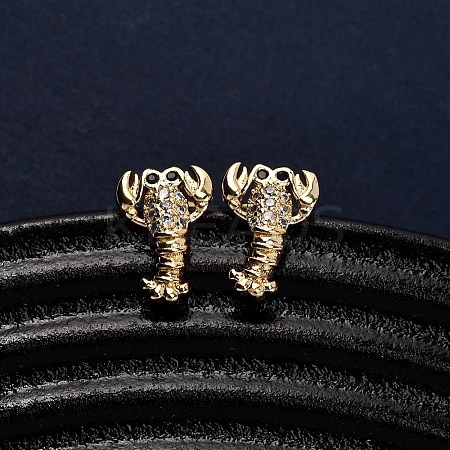 Brass Micro Pave Clear Cubic Zirconia Earrings LS-EJEW-D328-03G-04-1