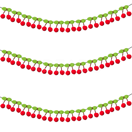 3 Bags Wool Pompom Cherry Hanging Banner DIY-CP0013-53-1
