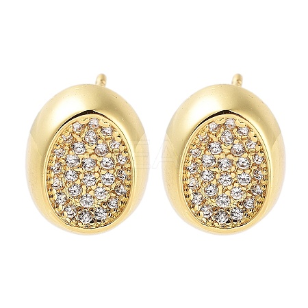 Rack Plating Oval Brass Stud Earrings EJEW-N055-38G-RS-1